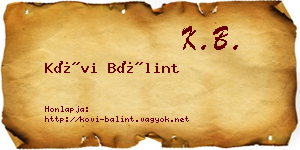 Kövi Bálint névjegykártya